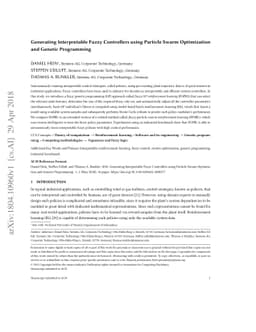 Generating Interpretable Fuzzy Controllers using Particle Swarm
  Optimization and Genetic Programming