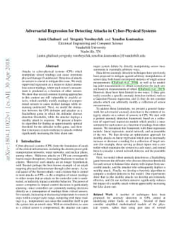Adversarial Regression for Detecting Attacks in Cyber-Physical Systems