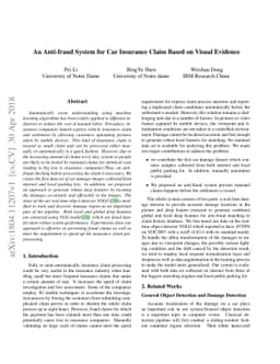 An Anti-fraud System for Car Insurance Claim Based on Visual Evidence
