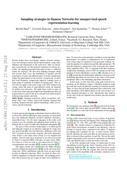 Sampling strategies in Siamese Networks for unsupervised speech
  representation learning
