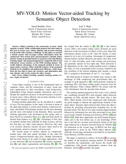 MV-YOLO: Motion Vector-aided Tracking by Semantic Object Detection