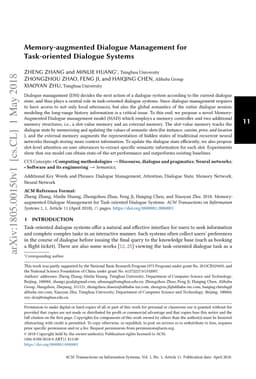 Memory-augmented Dialogue Management for Task-oriented Dialogue Systems