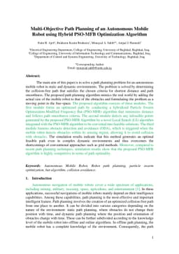 Multi-objective path planning of an autonomous mobile robot using hybrid
  PSO-MFB optimization algorithm