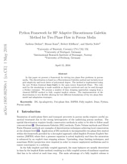 Python Framework for HP Adaptive Discontinuous Galerkin Method for Two
  Phase Flow in Porous Media