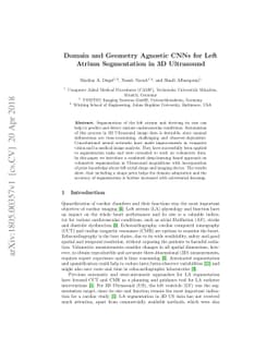 Domain and Geometry Agnostic CNNs for Left Atrium Segmentation in 3D
  Ultrasound