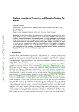 Scalable Importance Tempering and Bayesian Variable Selection