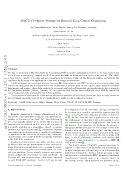 SAGE: Percipient Storage for Exascale Data Centric Computing