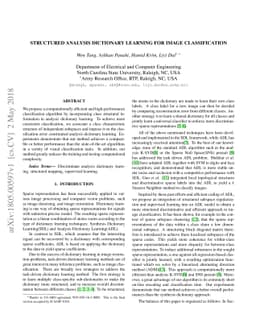 Structured Analysis Dictionary Learning for Image Classification