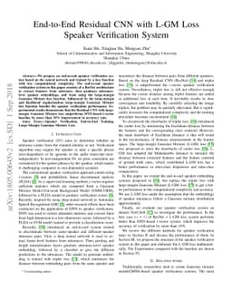 End-to-End Residual CNN with L-GM Loss Speaker Verification System