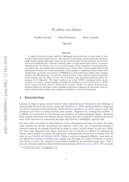 AI safety via debate