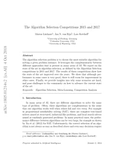 The Algorithm Selection Competitions 2015 and 2017