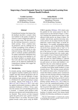 Improving a Neural Semantic Parser by Counterfactual Learning from Human
  Bandit Feedback