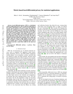 Metric-based local differential privacy for statistical applications