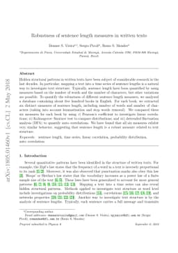 Robustness of sentence length measures in written texts