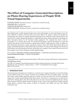 The Effect of Computer-Generated Descriptions on Photo-Sharing
  Experiences of People with Visual Impairments