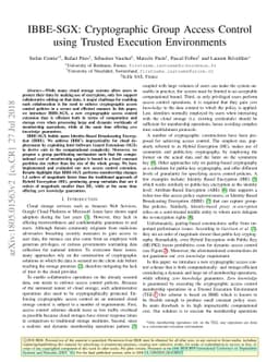 IBBE-SGX: Cryptographic Group Access Control using Trusted Execution
  Environments