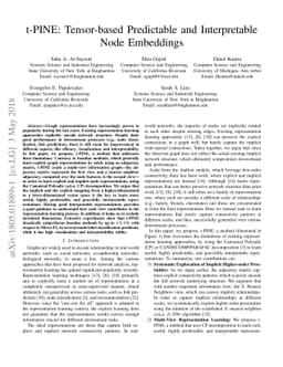 t-PINE: Tensor-based Predictable and Interpretable Node Embeddings