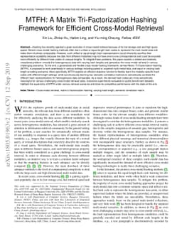MTFH: A Matrix Tri-Factorization Hashing Framework for Efficient
  Cross-Modal Retrieval