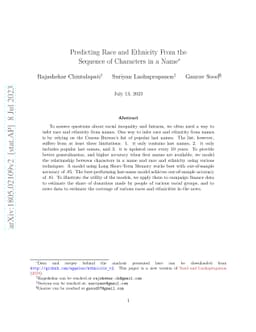 Predicting Race and Ethnicity From the Sequence of Characters in a Name