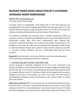 Russian word sense induction by clustering averaged word embeddings