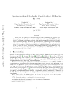 Implementation of Stochastic Quasi-Newton's Method in PyTorch