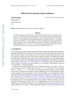 Efficient active learning of sparse halfspaces