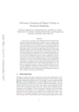 Dictionary Learning and Sparse Coding on Statistical Manifolds