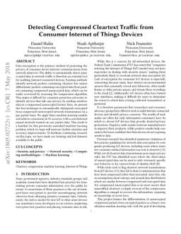 Detecting Compressed Cleartext Traffic from Consumer Internet of Things
  Devices