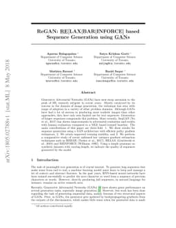 ReGAN: RE[LAX|BAR|INFORCE] based Sequence Generation using GANs