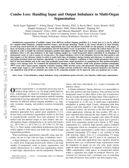 Combo Loss: Handling Input and Output Imbalance in Multi-Organ
  Segmentation