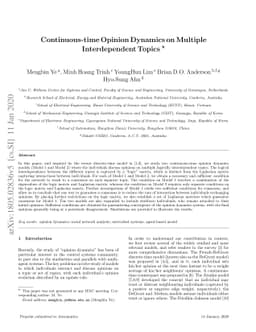 Continuous-time Opinion Dynamics on Multiple Interdependent Topics