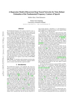 A Regression Model of Recurrent Deep Neural Networks for Noise Robust
  Estimation of the Fundamental Frequency Contour of Speech