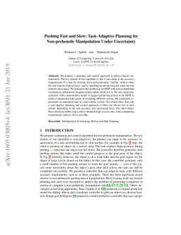 Pushing Fast and Slow: Task-Adaptive Planning for Non-prehensile
  Manipulation Under Uncertainty