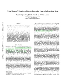 Using Simpson's Paradox to Discover Interesting Patterns in Behavioral
  Data