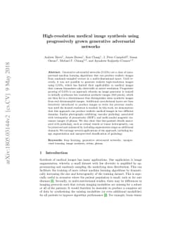 High-resolution medical image synthesis using progressively grown
  generative adversarial networks