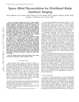 Sparse Blind Deconvolution for Distributed Radar Autofocus Imaging