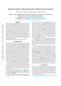 Improved training of end-to-end attention models for speech recognition