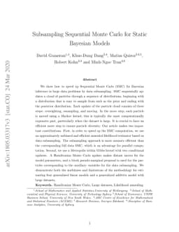 Subsampling Sequential Monte Carlo for Static Bayesian Models