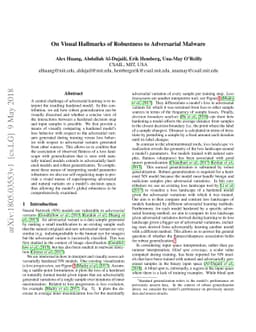 On Visual Hallmarks of Robustness to Adversarial Malware