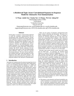 A Reinforced Topic-Aware Convolutional Sequence-to-Sequence Model for
  Abstractive Text Summarization