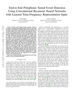 End-to-End Polyphonic Sound Event Detection Using Convolutional
  Recurrent Neural Networks with Learned Time-Frequency Representation Input