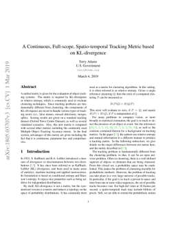 A Continuous, Full-scope, Spatio-temporal Tracking Metric based on
  KL-divergence