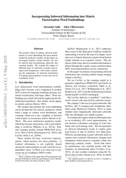 Incorporating Subword Information into Matrix Factorization Word
  Embeddings