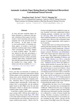 Automatic Academic Paper Rating Based on Modularized Hierarchical
  Convolutional Neural Network
