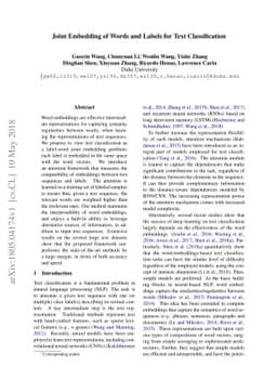 Joint Embedding of Words and Labels for Text Classification