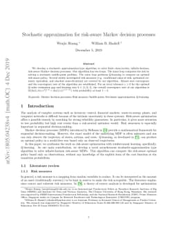 Stochastic Approximation for Risk-aware Markov Decision Processes