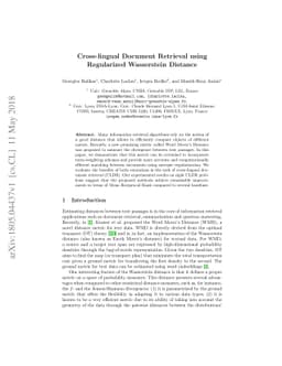 Cross-lingual Document Retrieval using Regularized Wasserstein Distance
