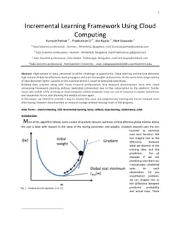 Incremental Learning Framework Using Cloud Computing