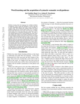 Word learning and the acquisition of syntactic--semantic overhypotheses