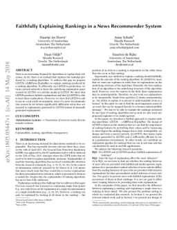 Faithfully Explaining Rankings in a News Recommender System